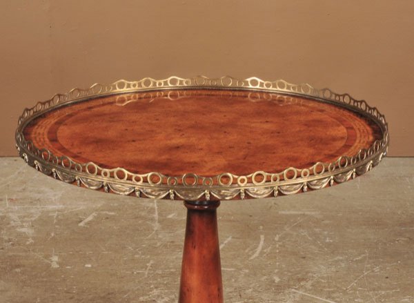 Bronze mounted burl walnut Isle of Man tripod tab - 2