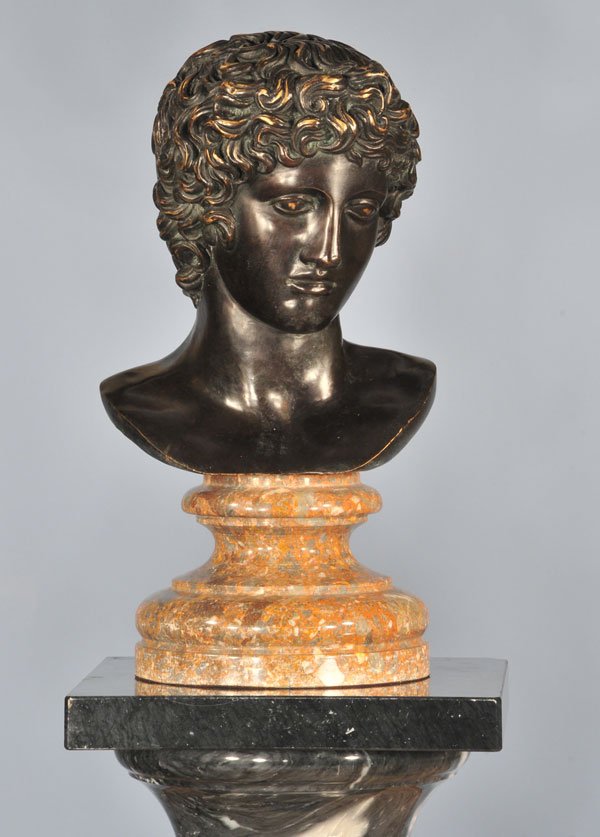 Classical bronze depicting bust of Greek man on