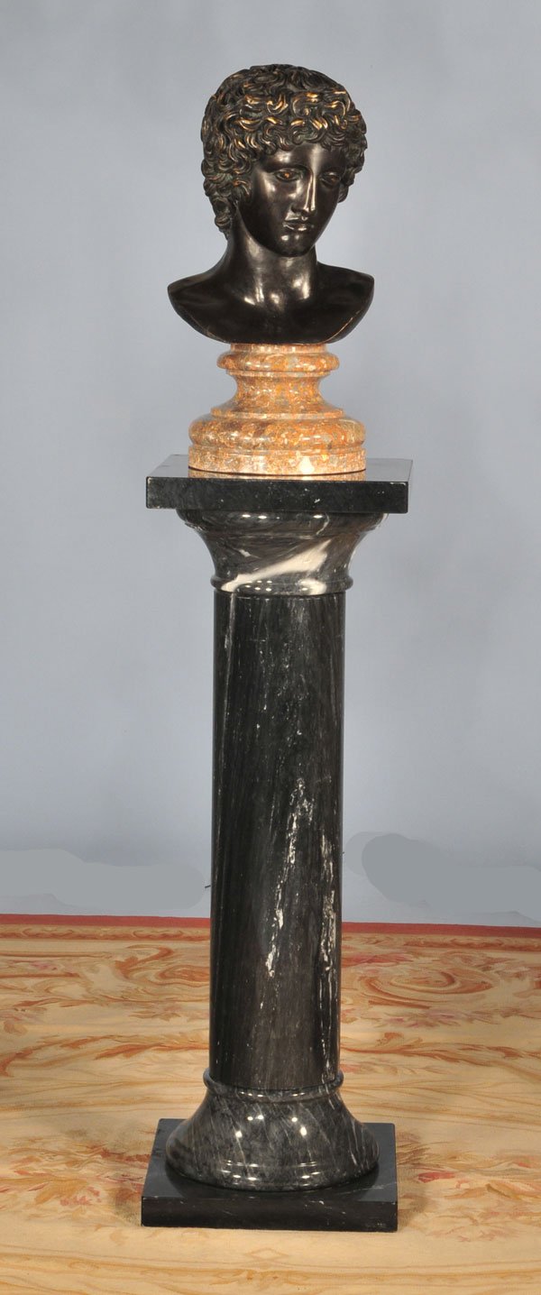 Classical bronze depicting bust of Greek man on - 2