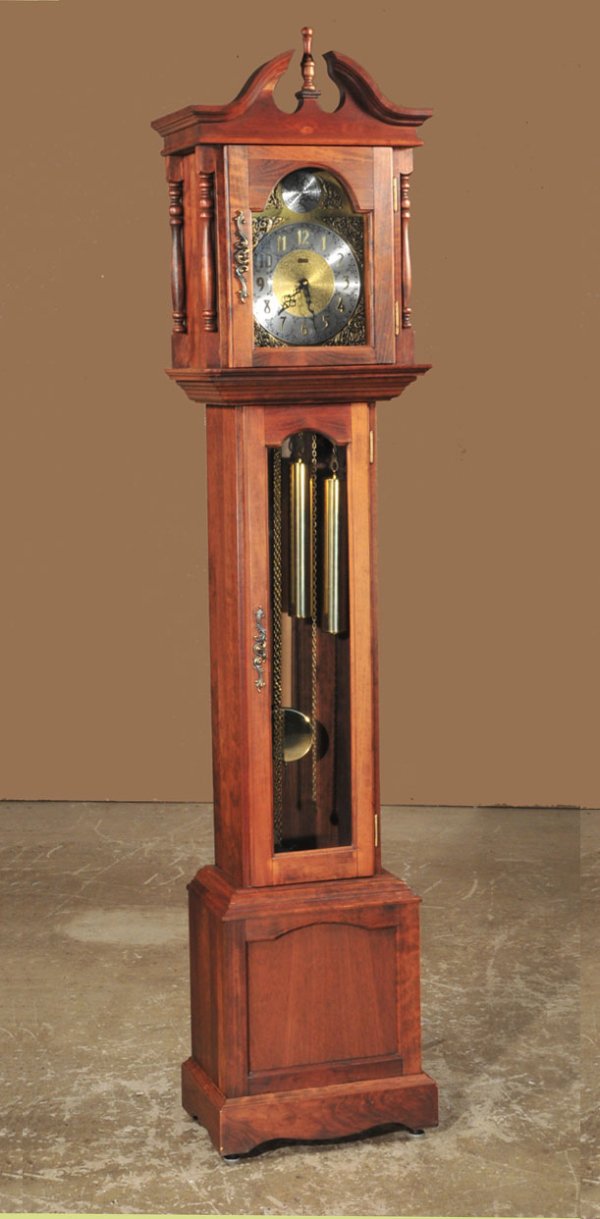 1351 Emperor walnut three weight grandfather clock wit