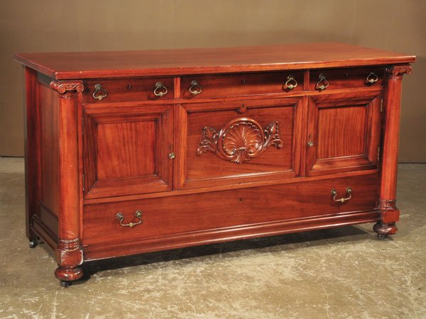 Empire style mahogany sideboard with three drawer