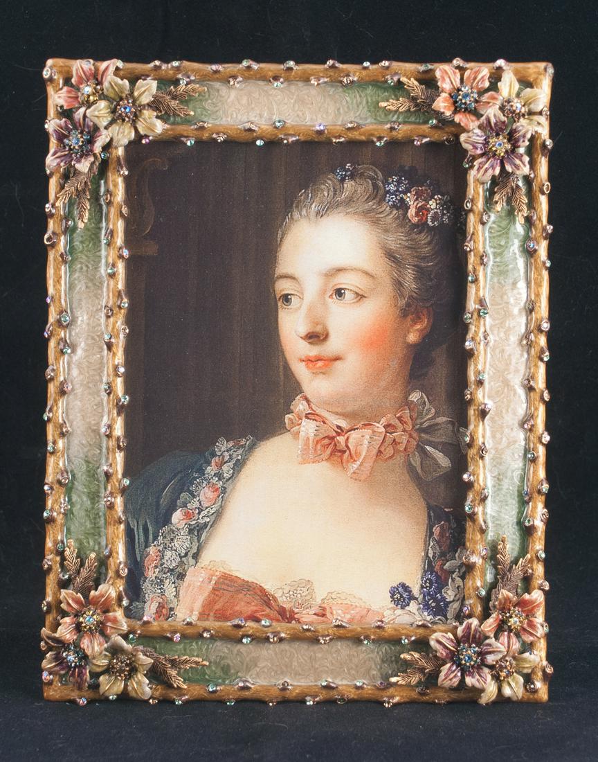 Jay Strongwater enamel frame with flowers (1 of 2)