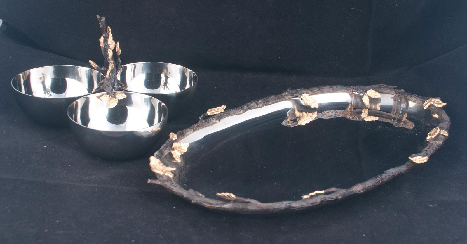 L'Objet oval silver plated tray and condiment server (1 of 1)