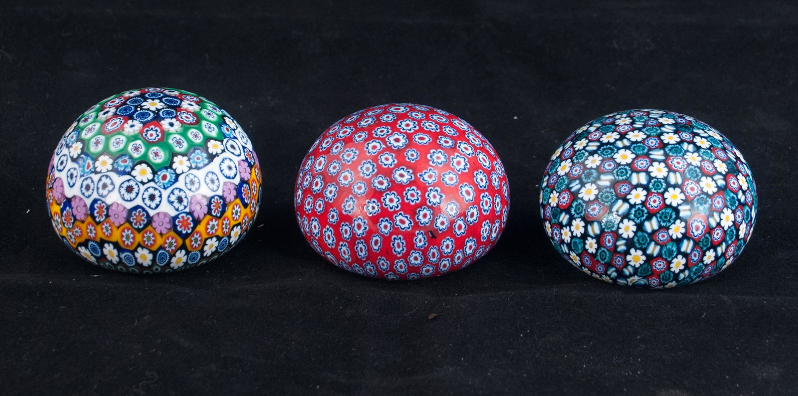 Group of three millifloral paperweights: Group of three millifloral paperweights by Murrina