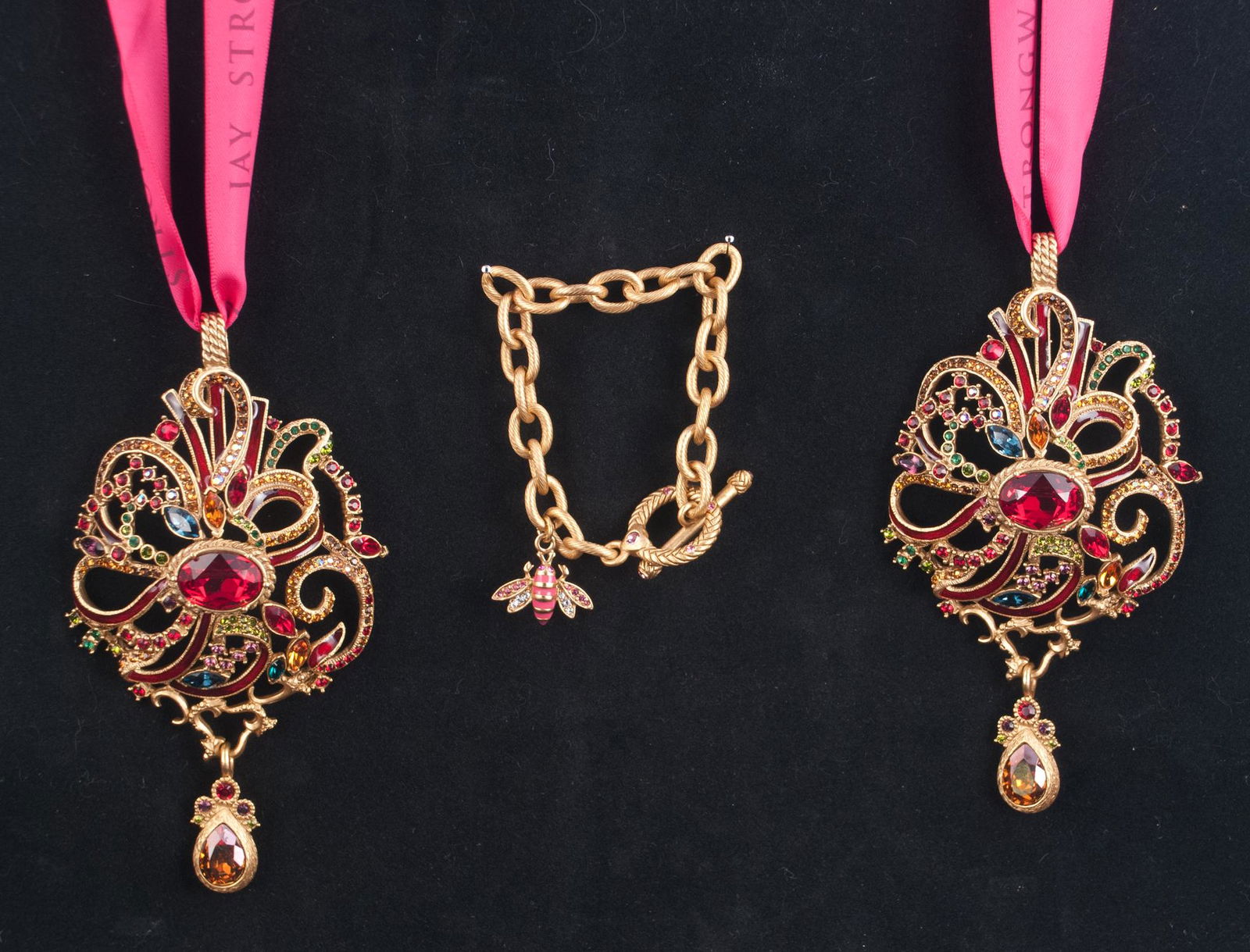 Pair of Jay Strongwater ornaments and a bracelet (1 of 5)