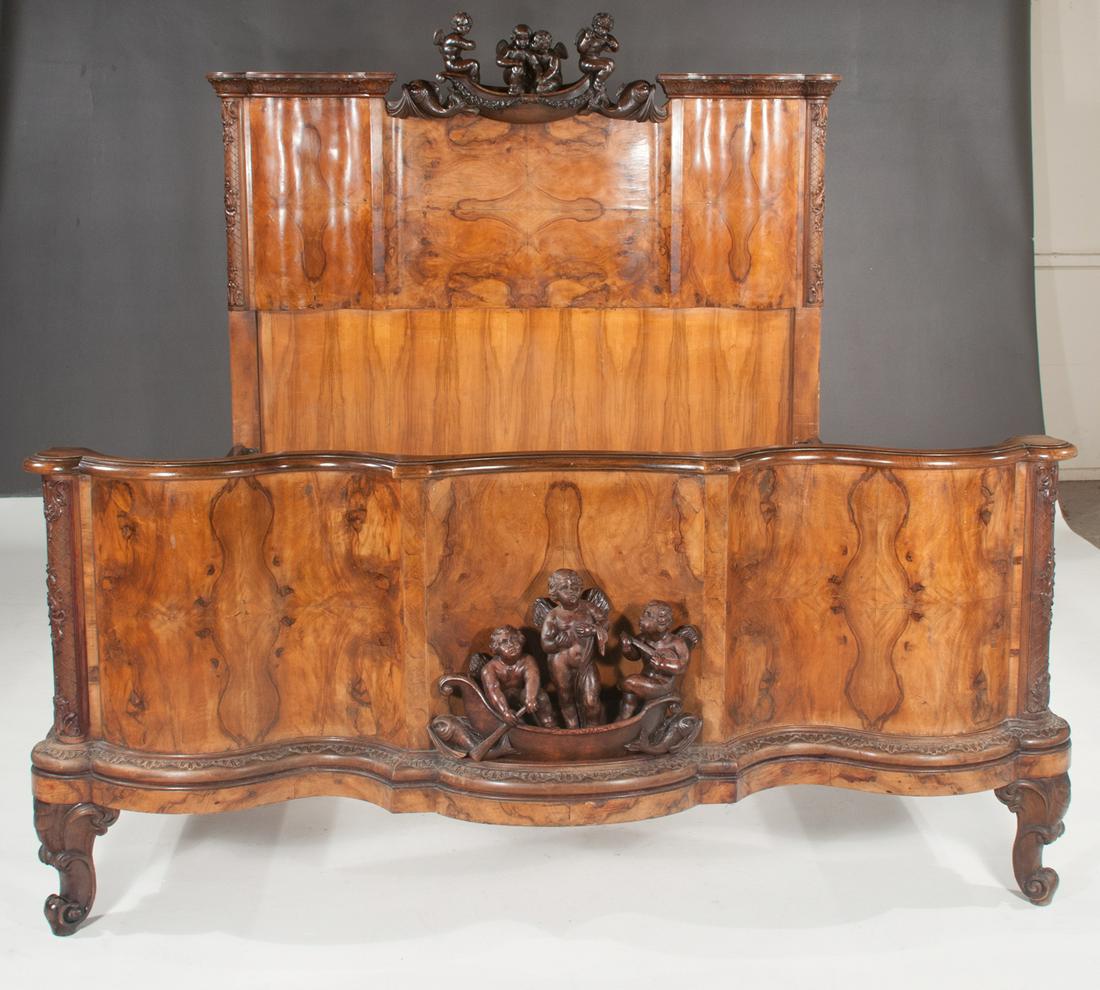 Venetian figural walnut bed (1 of 6)