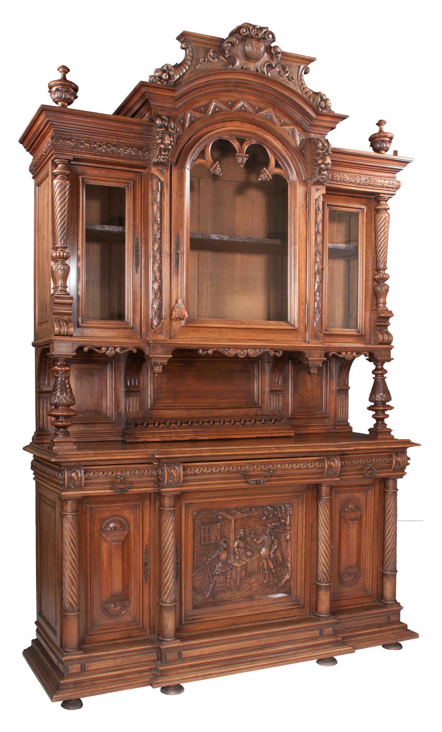 Impressive French walnut hunting lodge cabinet (1 of 9)