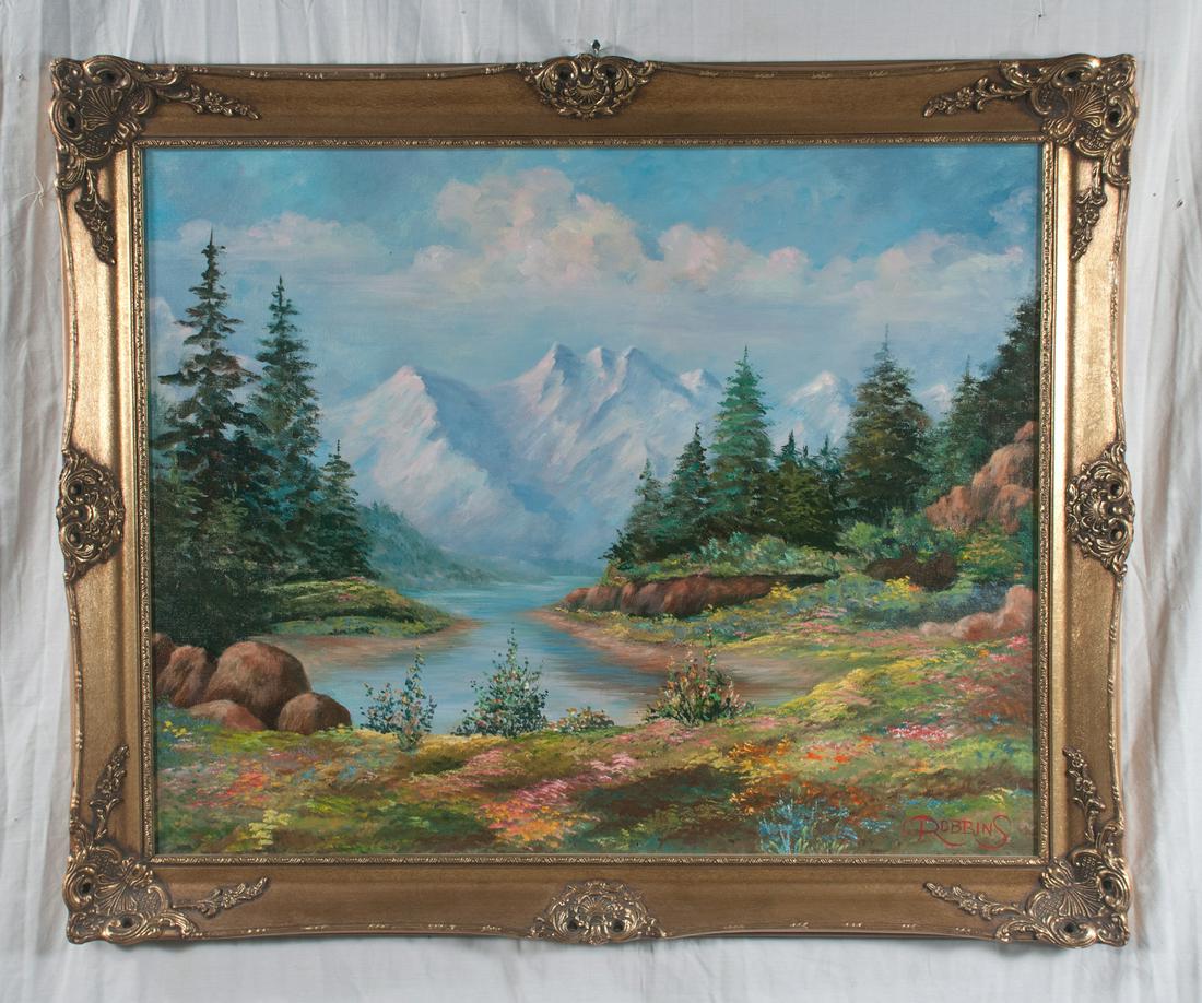 Oil painting on canvas, landscape scene (1 of 6)