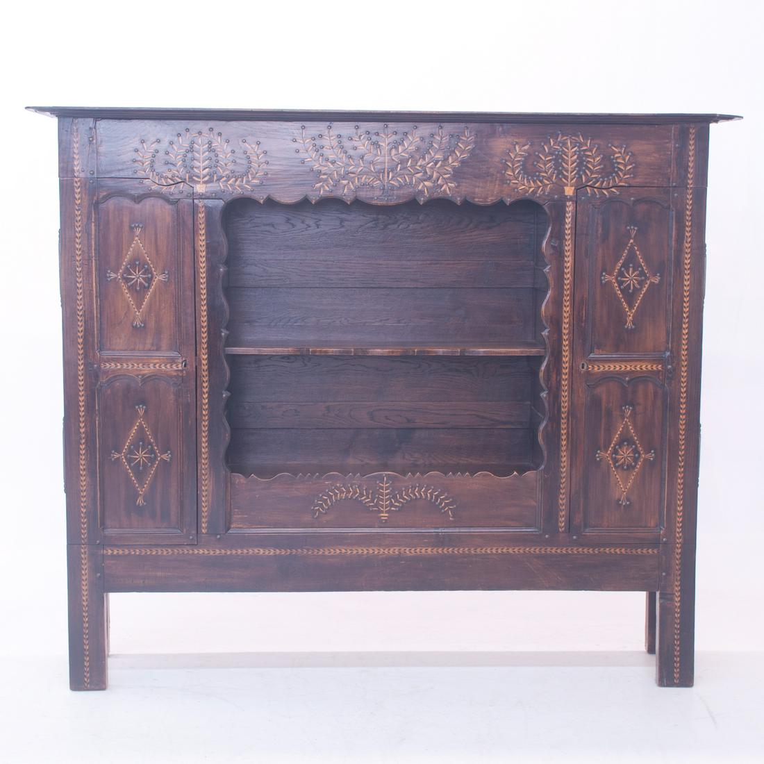 Early 19th century French oak and beech wood bookcase (1 of 8)