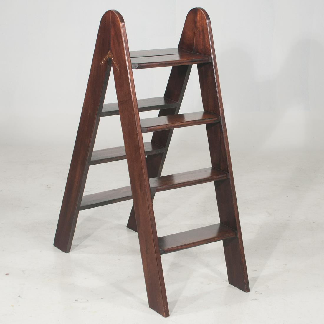 English bench made mahogany folding library ladder (1 of 2)