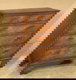 Georgian walnut chest with cross-banded top and he: Georgian walnut chest with cross-banded top and herringbone inlay