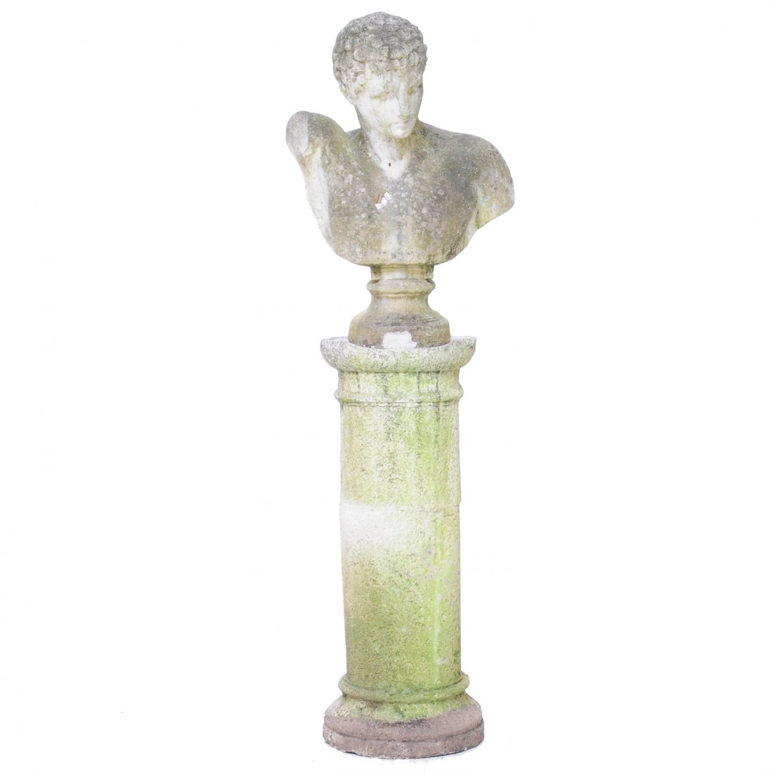 Stone bust of a man on a circular stone pedestal (1 of 2)