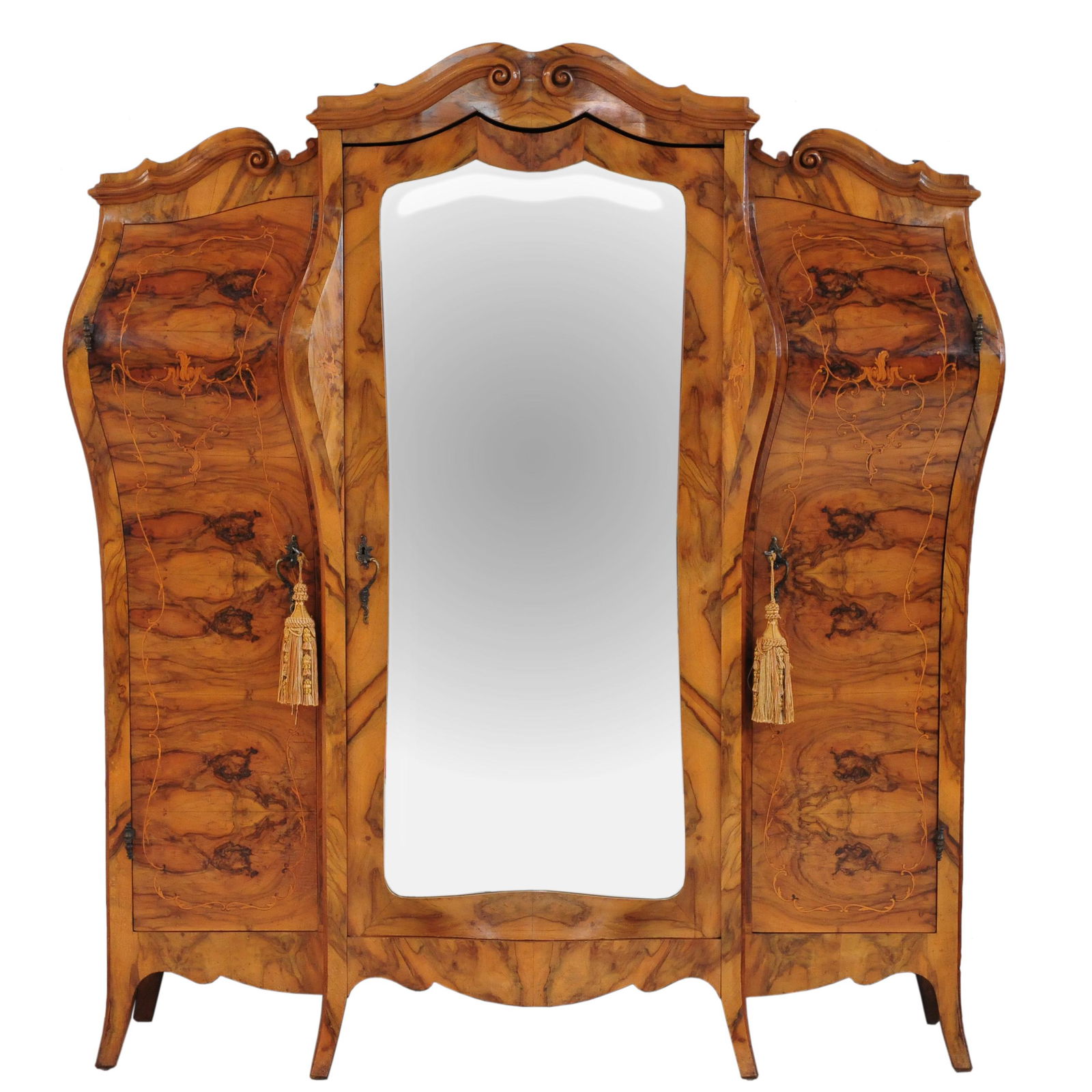 Italian Venetian burl walnut bombe armoire (1 of 7)