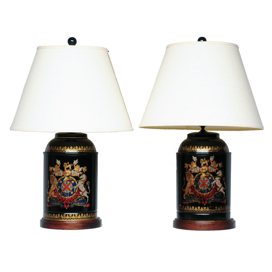 Pair of tea cannister tole lamps (1 of 4)