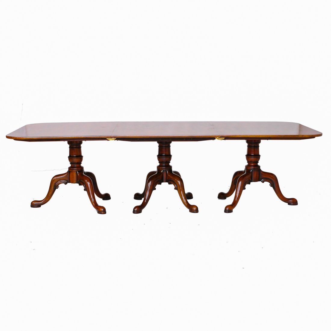 English walnut three pedestal dining table (1 of 6)