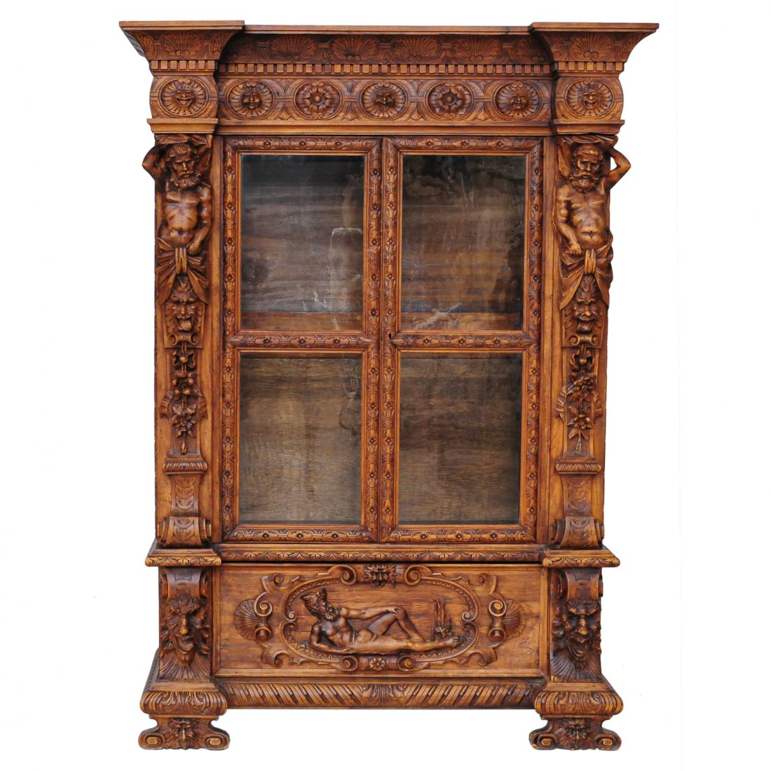 Carved French oak bookcase (1 of 9)