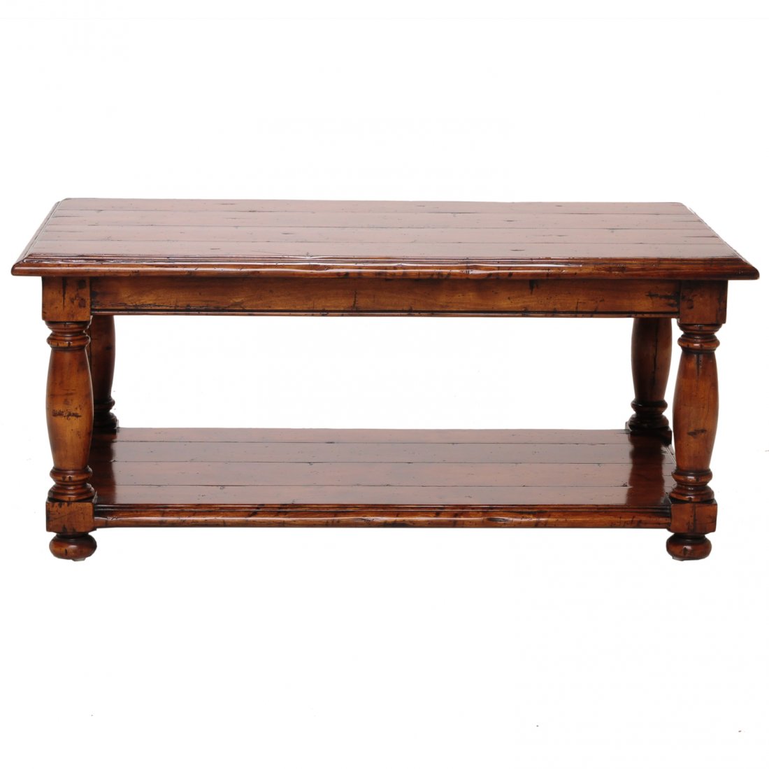 Bench made oak coffee table with plank top (1 of 5)