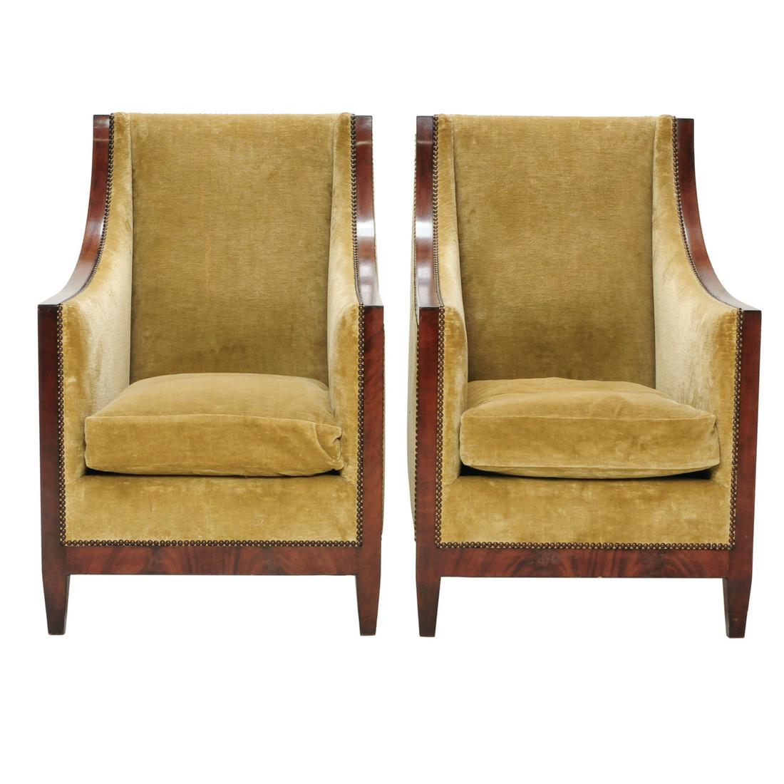 Pair of French Empire rosewood upholstered chairs (1 of 8)
