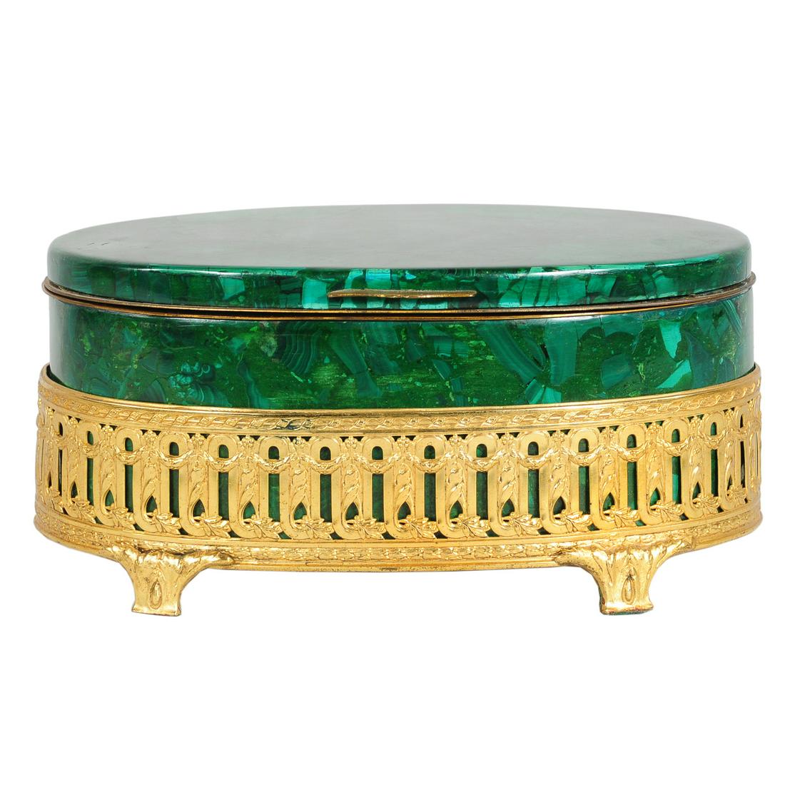 Oval malachite jewelry box (1 of 6)
