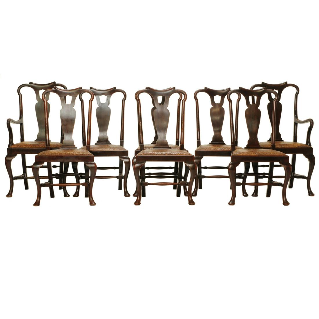 Set of eight English mahogany dining chairs (1 of 7)