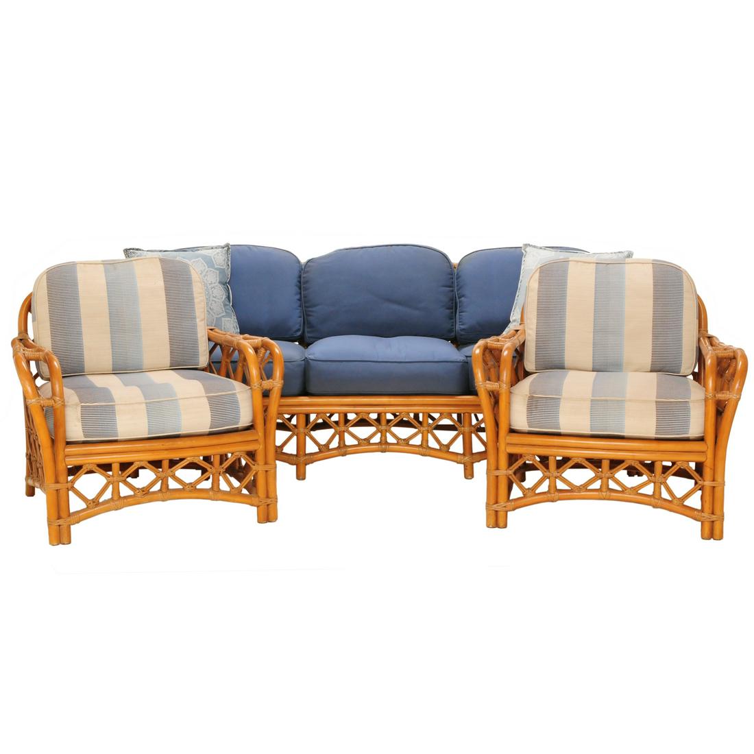Bamboo style sofa and two chairs (1 of 9)