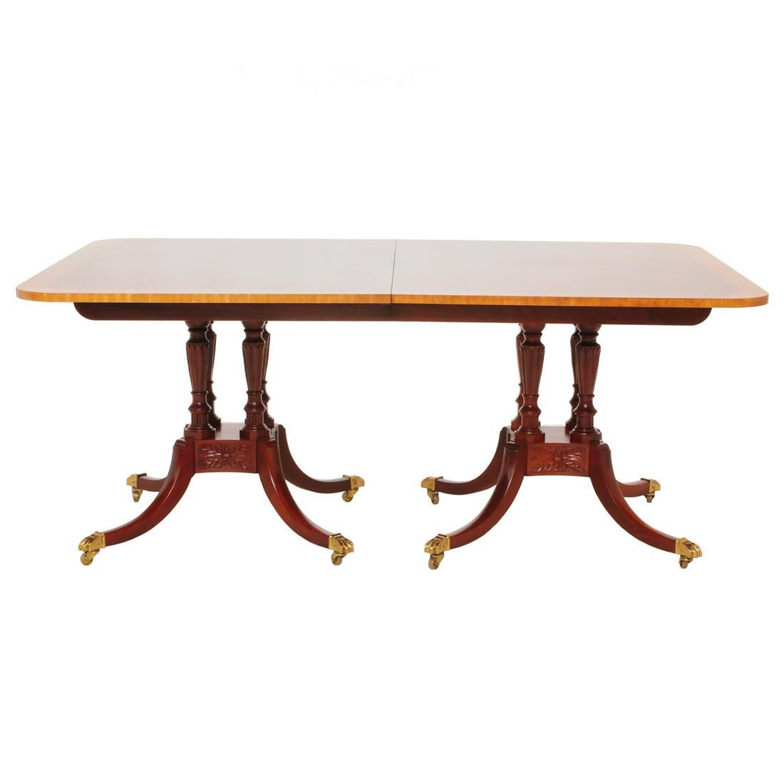 Baker Sheraton style two pedestal dining table (1 of 5)