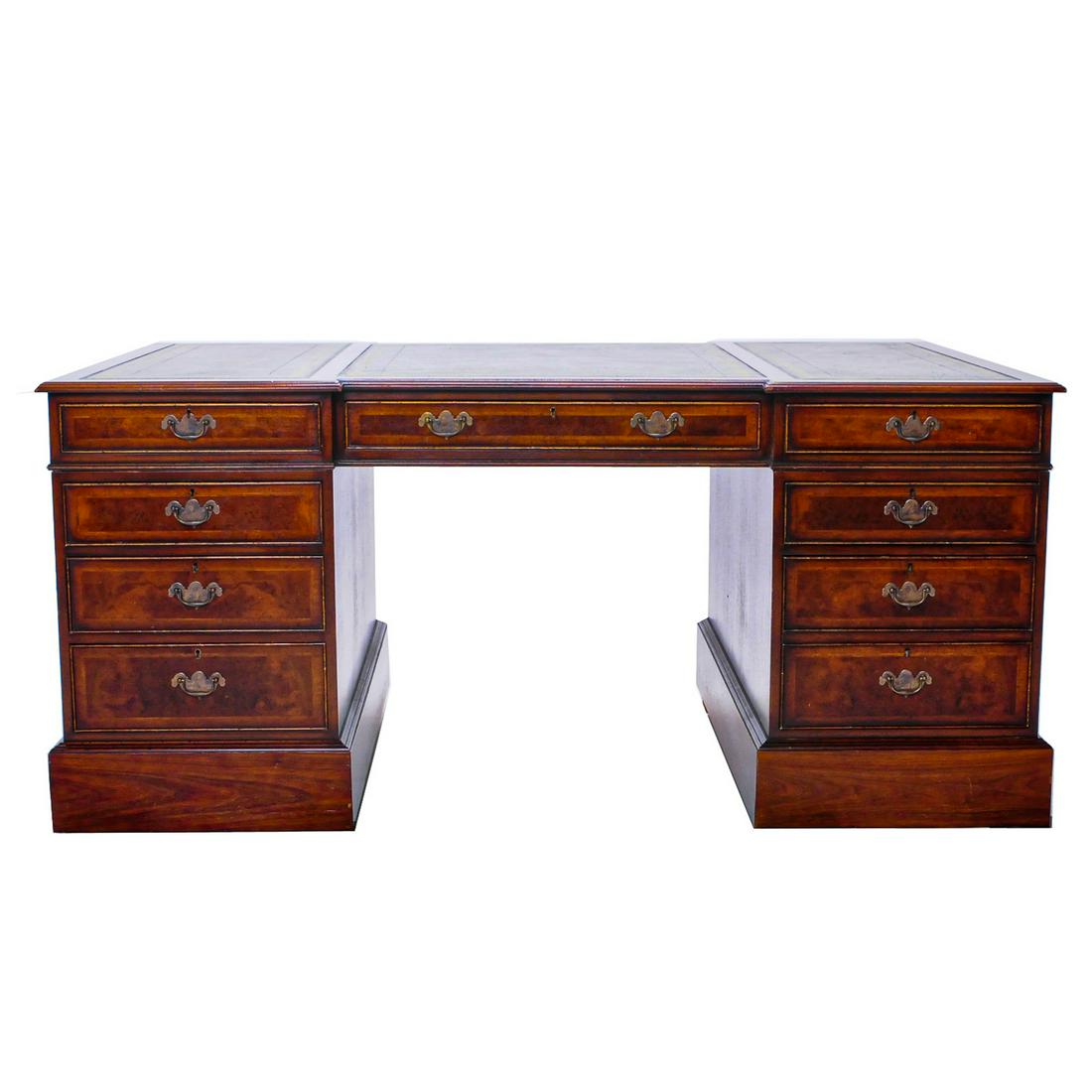 English bench made burl walnut breakfront partner's (1 of 8)