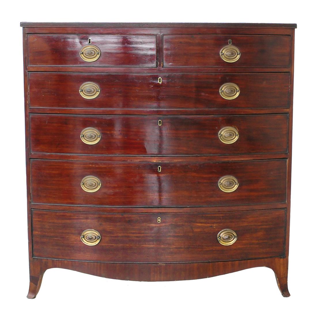 English mahogany bowfront chest (1 of 7)