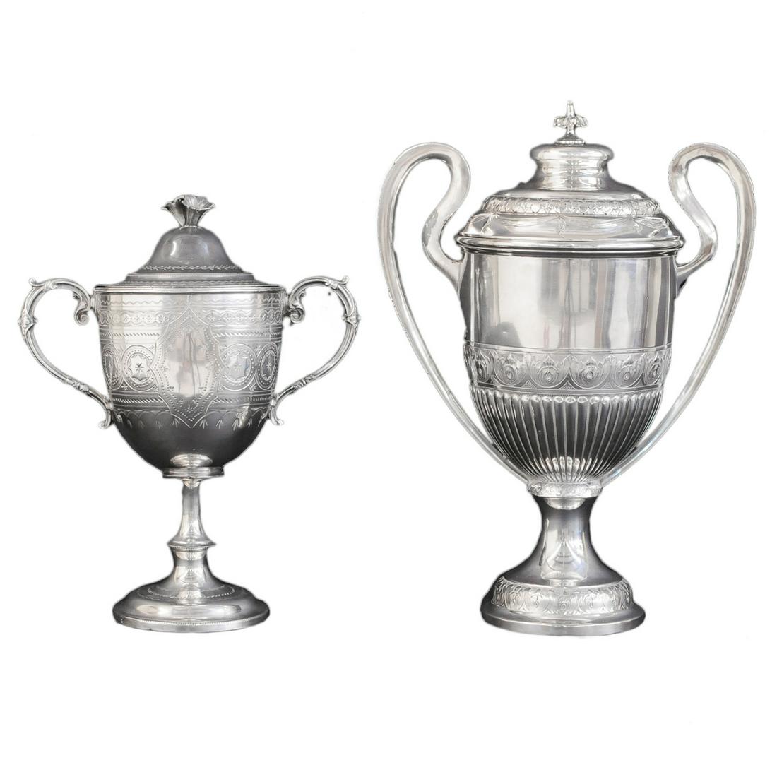 Two English silver plated trophy cups (1 of 7)