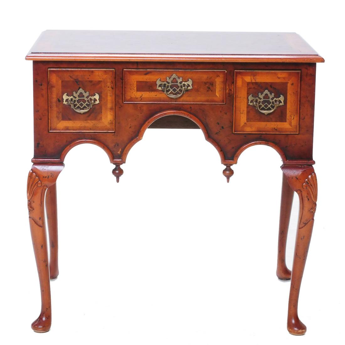 English burl walnut lowboy with cross banded top (1 of 6)