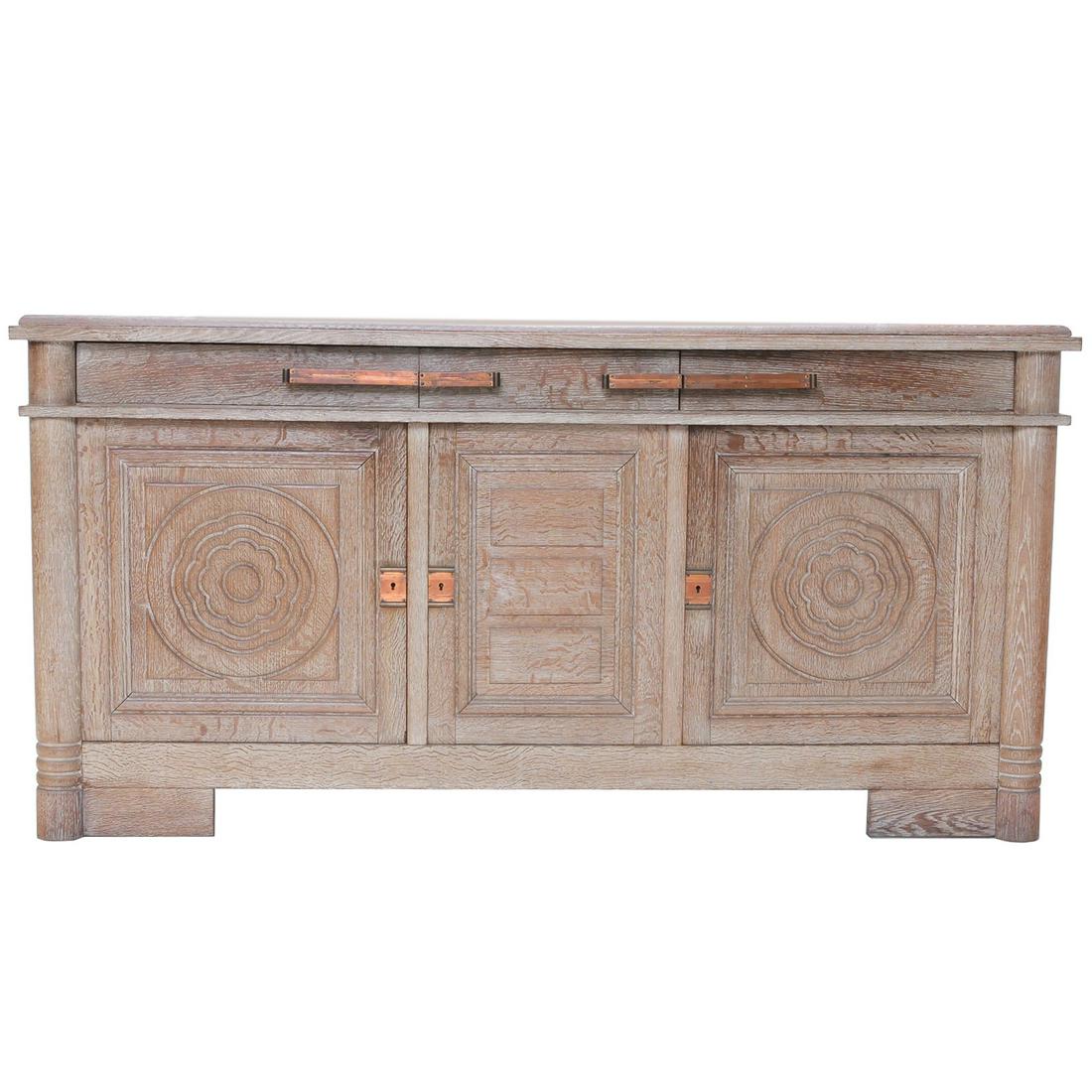 French lymed oak buffet with three drawers at the top (1 of 8)