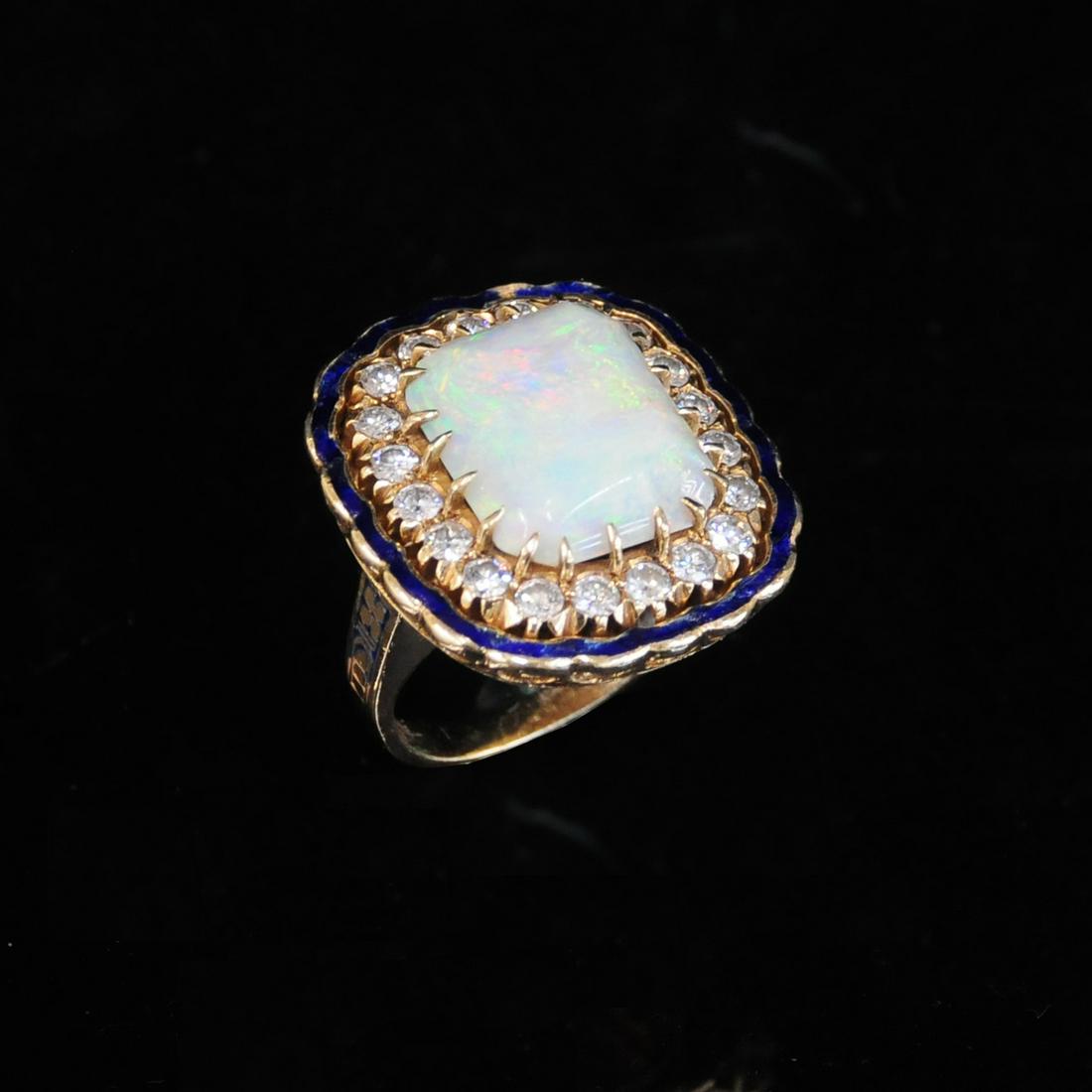 14K Yellow Gold Ladies Opal and Diamond Ring (1 of 4)