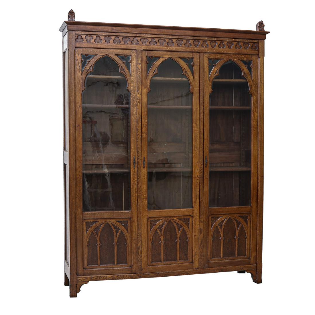 French Oak Gothic Bookcase (1 of 7)