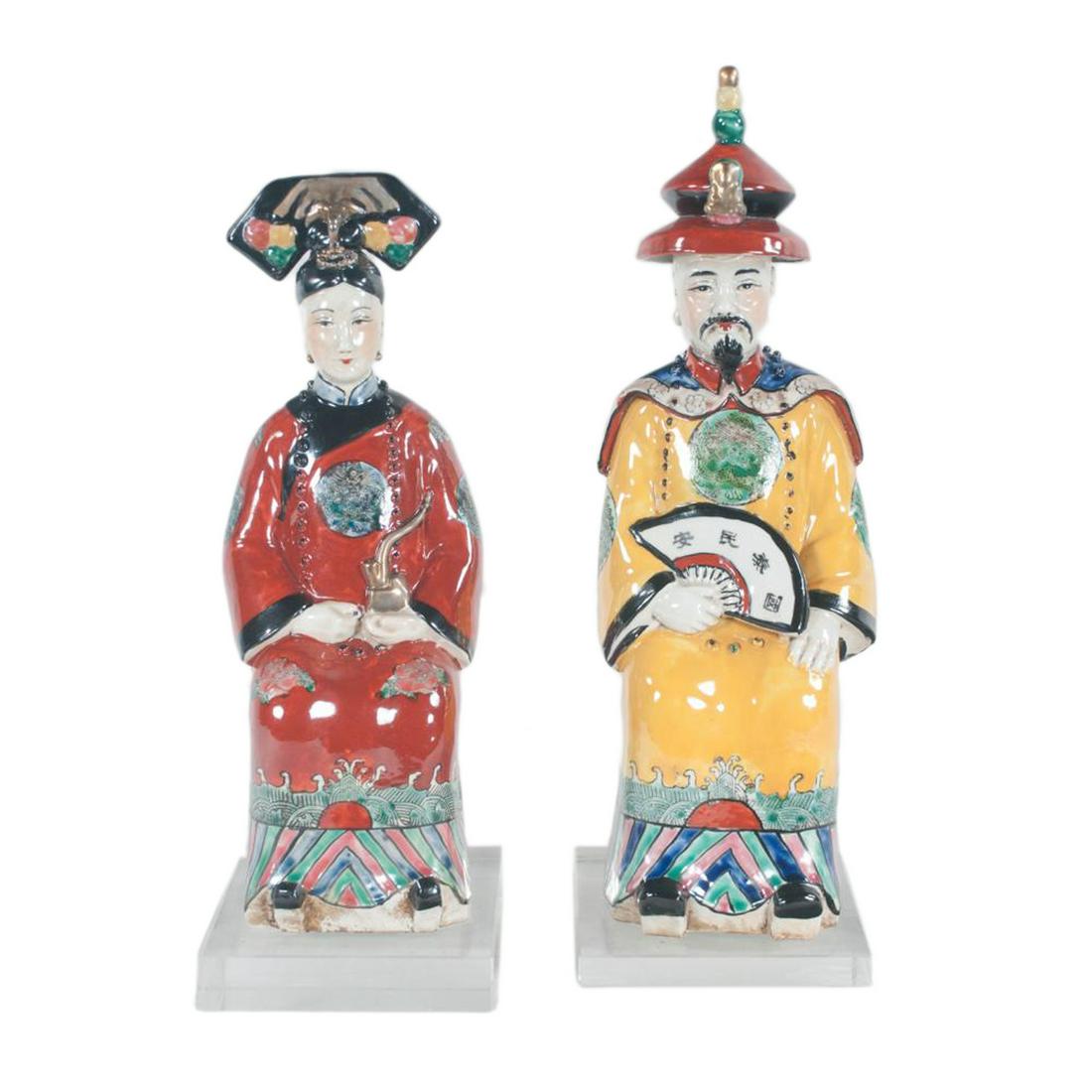 Pair of Oriental Porcelain Robed Figures (1 of 4)