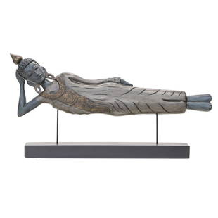 Carved Composite Figure of an Oriental Reclining Lady: Carved Composite Figure of an Oriental Reclining Lady, on a Rectangular Base. 37.5" Wide, 4" Deep, 20" High