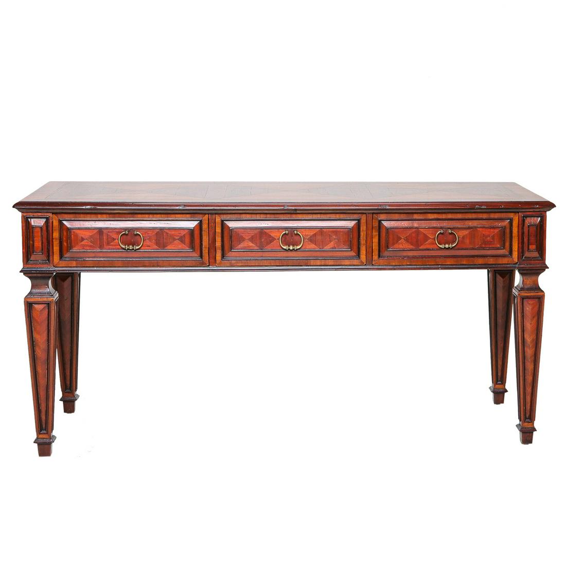 Alfonso Marina Walnut Parquetry Inlaid Console (1 of 7)