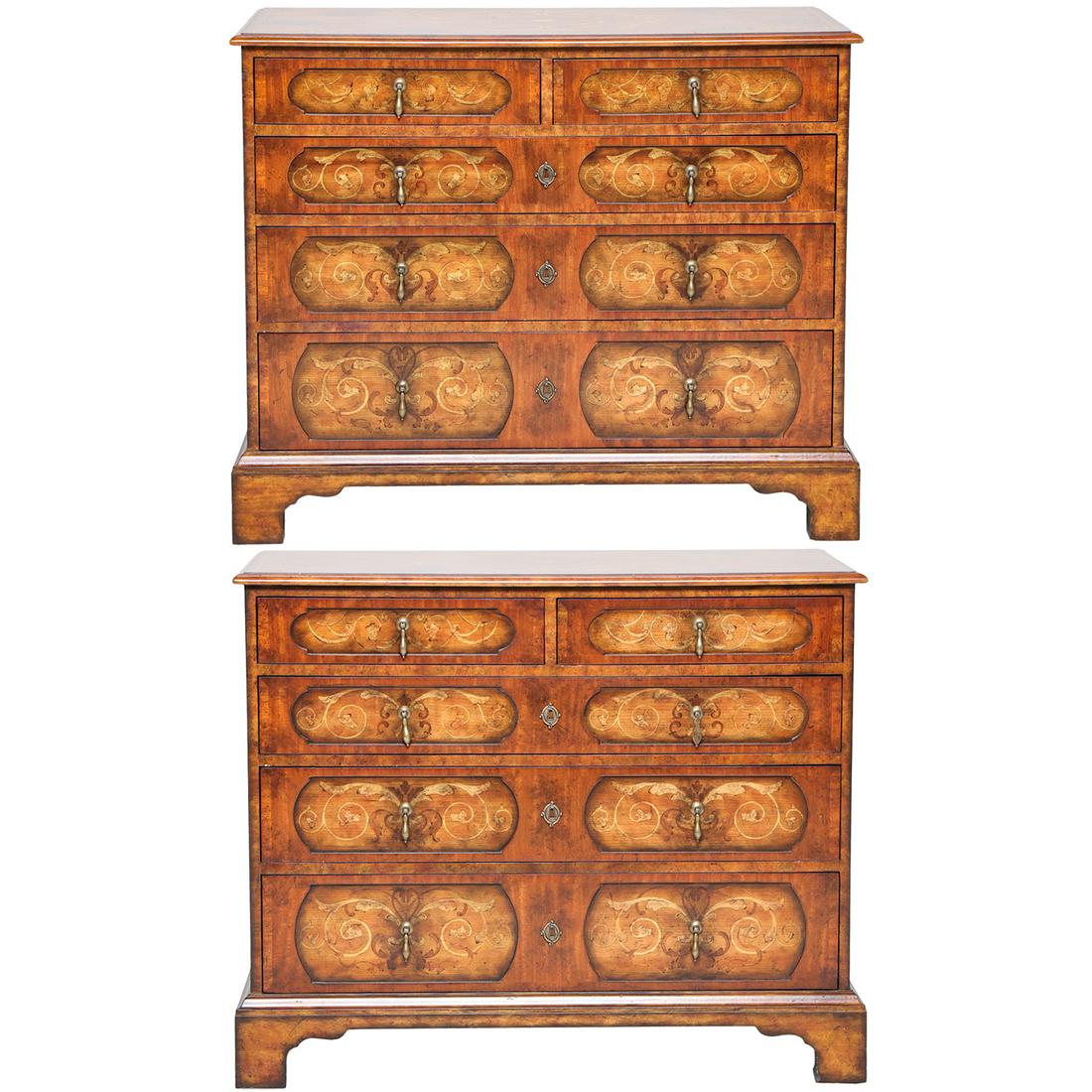 Maitland-Smith Chests with Heavily Inlaid Satinwood Tops (1 of 8)