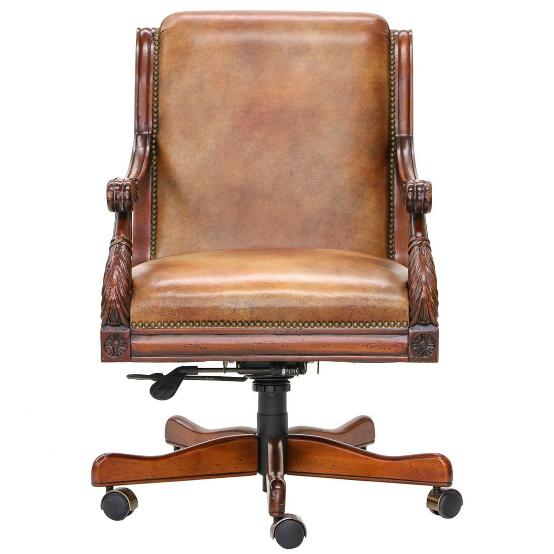 Mahogany Leather Desk Chair (1 of 5)