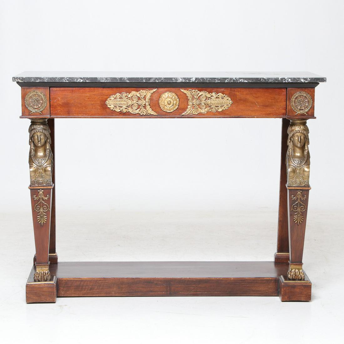 19th C. French Empire Mahogany Marble Top Console (1 of 7)