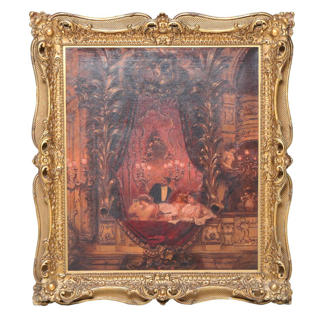 19th C. Opera Room Painting, Oil on Canvas (1 of 5)