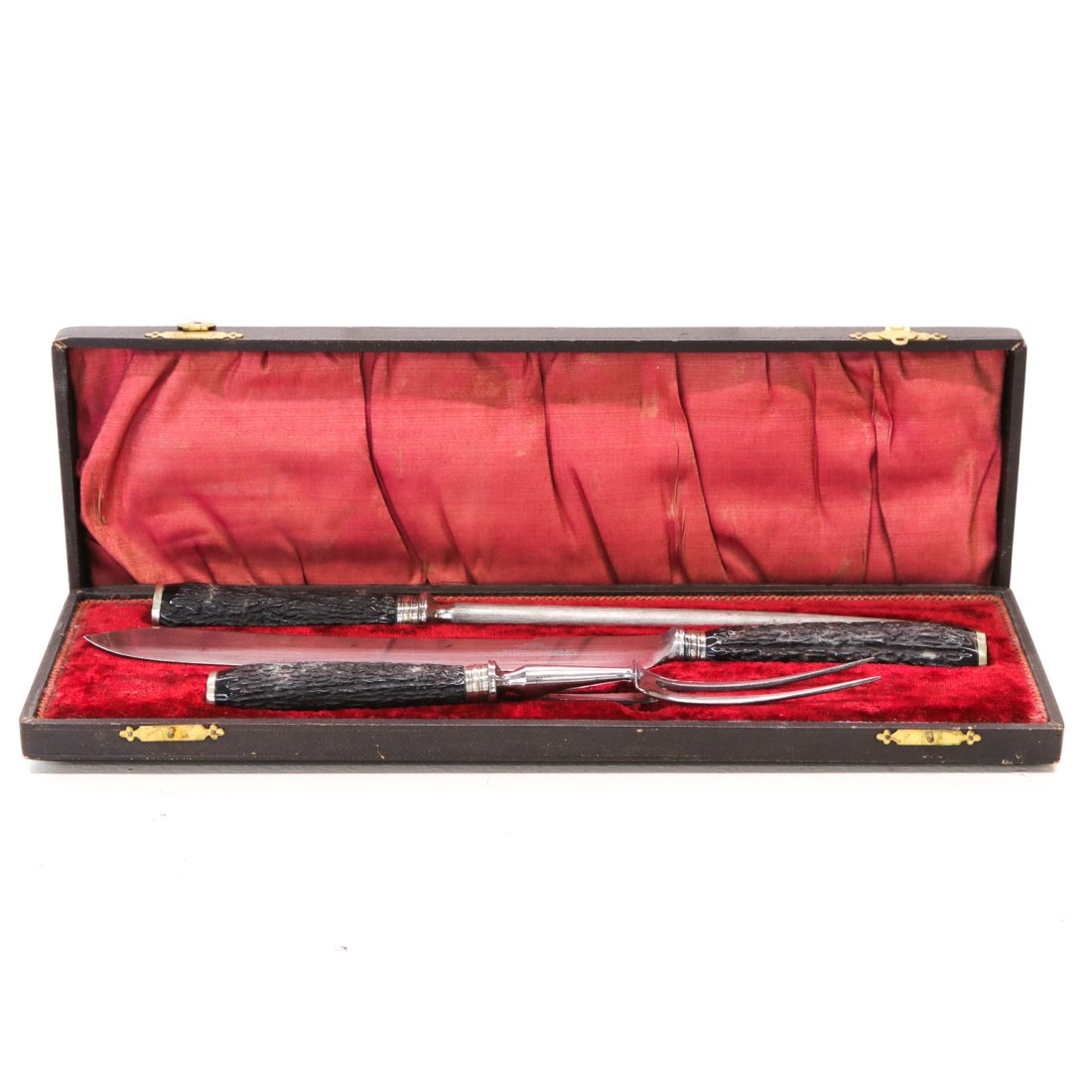 Boxed Carving Set with Bone Handles: Boxed Carving Set with Bone Handles, Includes a Knife, Fork, and Sharpener, Thomas Turner and Company, Cutlers to His Majesty.