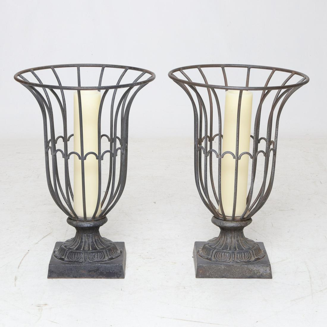Large Iron Urn Formed Candle Holders (1 of 2)