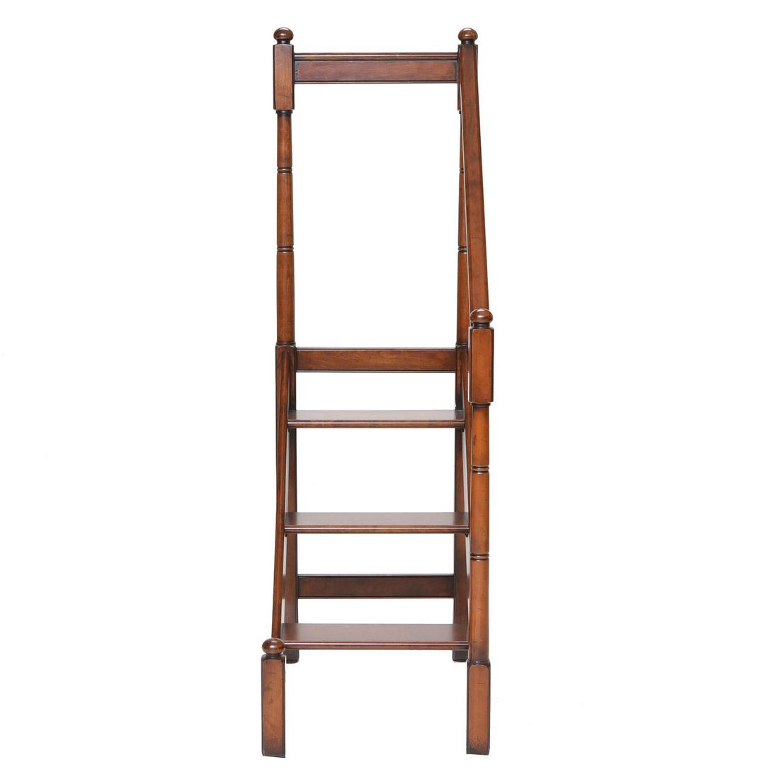 Cherry Wood Library Ladder with Three Steps (1 of 4)