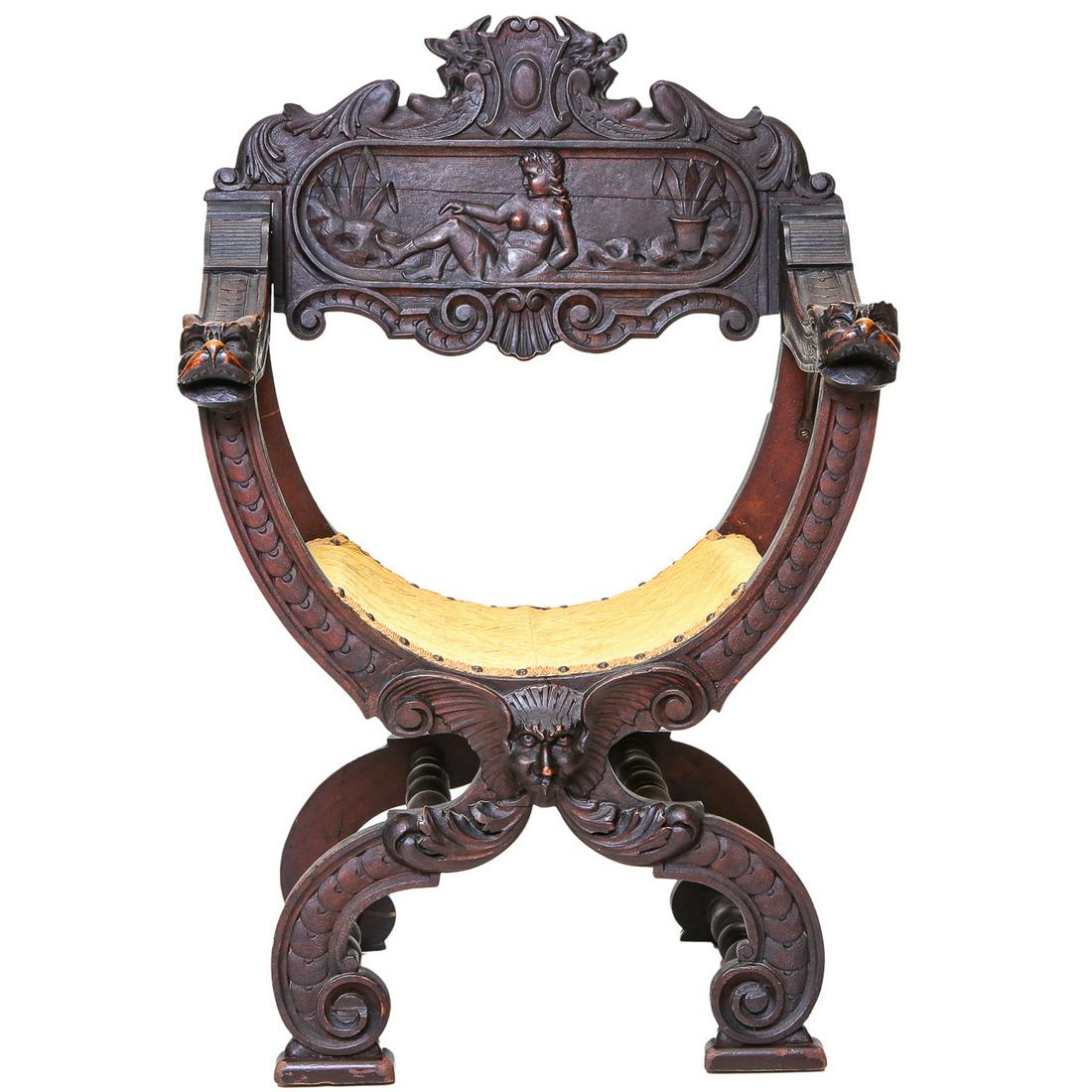 19th C. Savonarola Mahogany Chair (1 of 7)