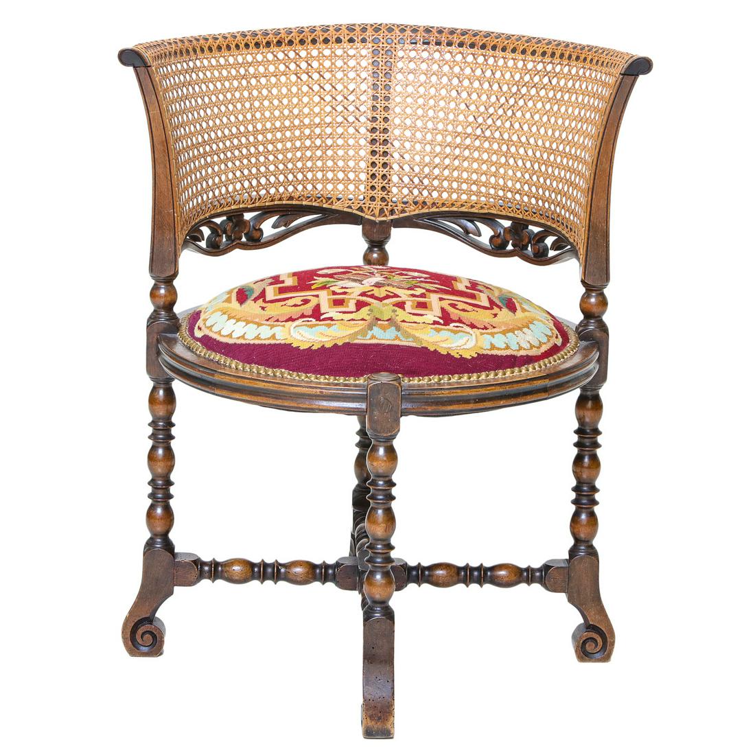 Antique Jacobean Walnut Barrel Back Chair (1 of 5)