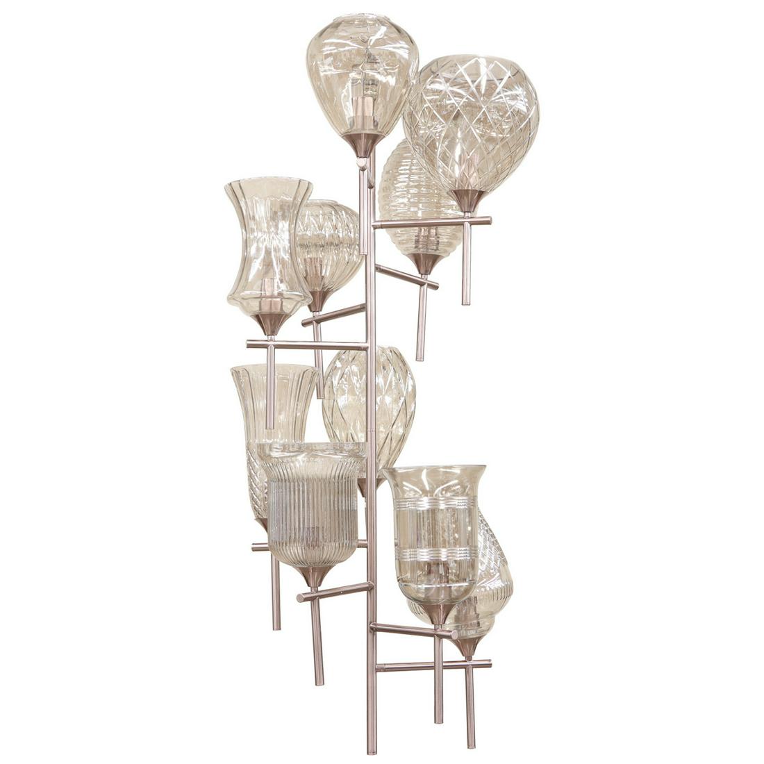 Cyan Designs Modern Glass and Metal Chandelier: Cyan Designs Modern Glass and Metal Chandelier with 10 Stair Stepped Glass Bowls. 20" Diameter, 48" High