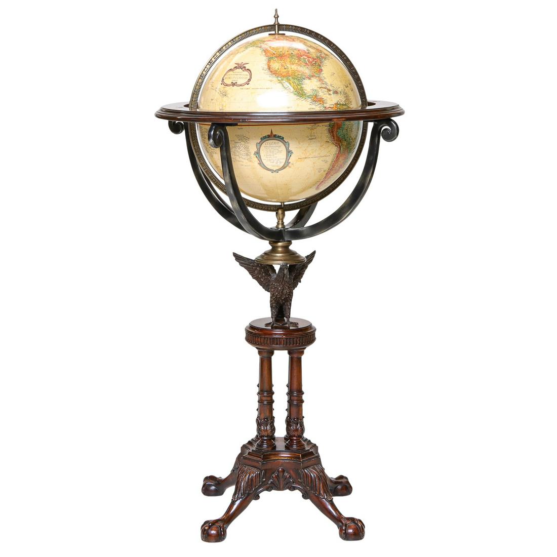 Maitland Smith Mahogany and Bronze Standing Globe (1 of 6)