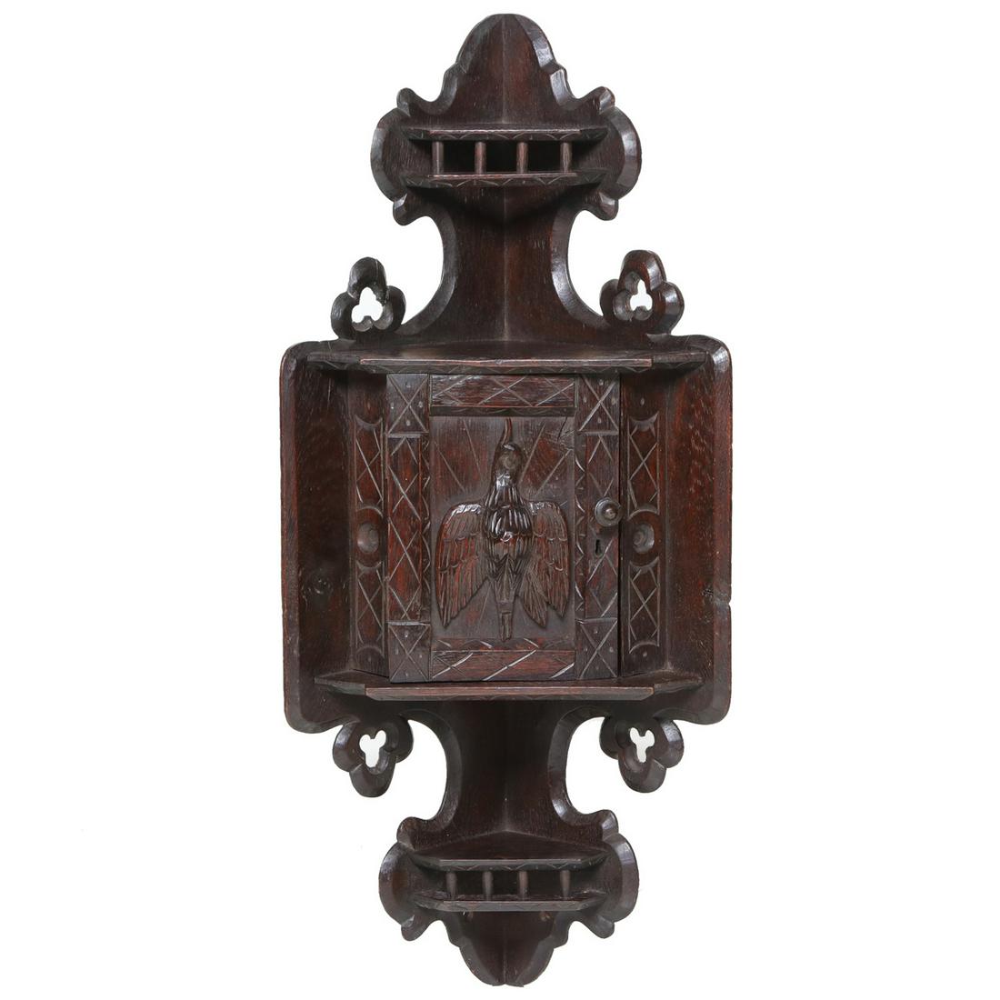 19th C. Oak Petite Hanging Corner Cabinet (1 of 3)