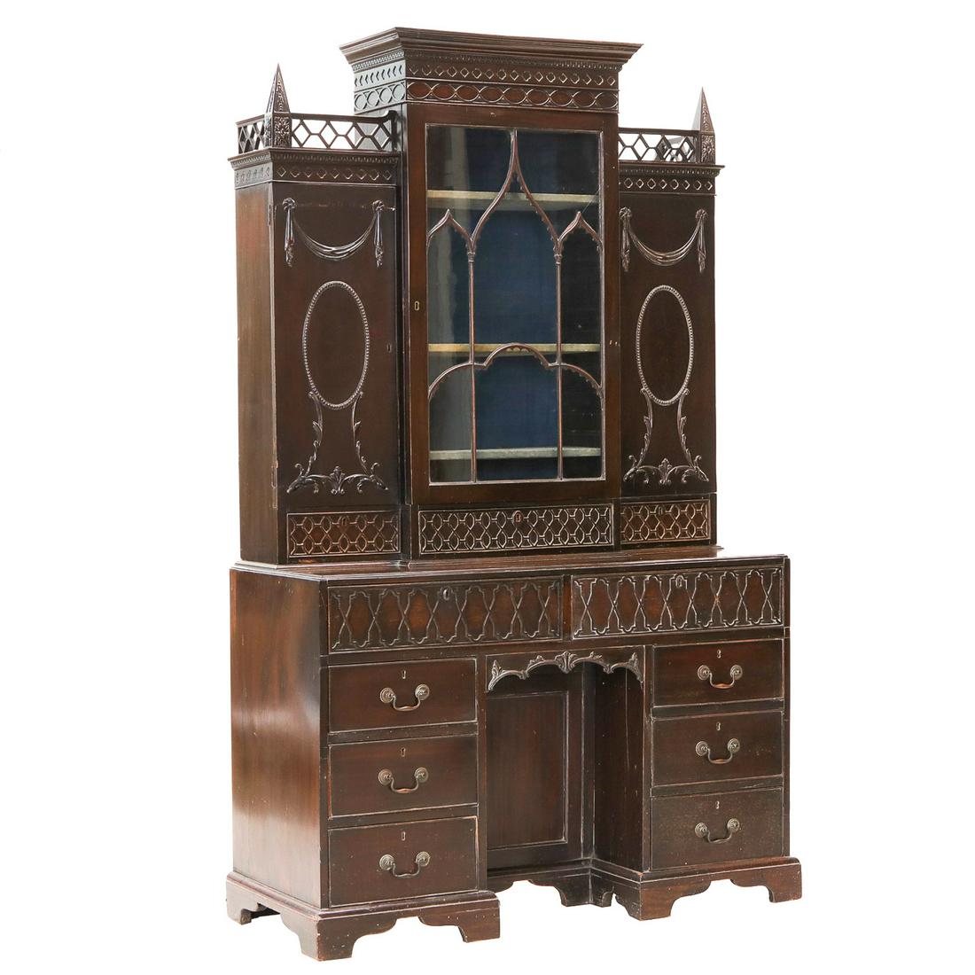 19th C. English Mahogany Gothic Bookcase (1 of 8)