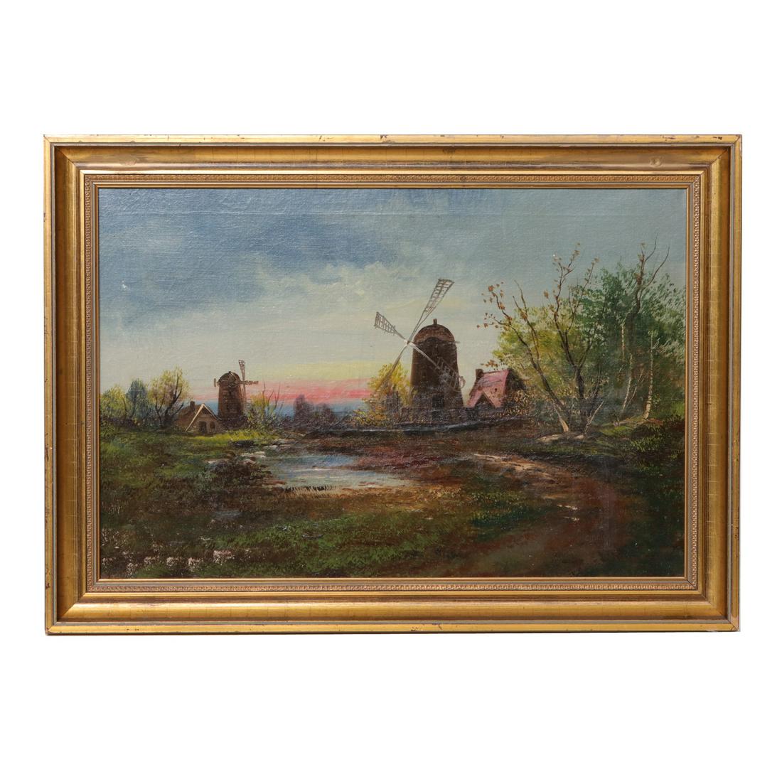 Dutch Landscape Painting, Oil on Canvas (1 of 4)